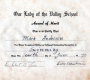 Mark Swimming Award 1970