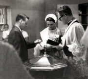 Terry's Baptism - Uncle Terry, Dorothy & Terry - Oct 1959