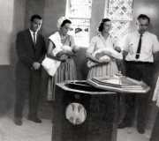 Terry's Baptism - Uncle Terry, Dorothy & Terry - Oct 1959