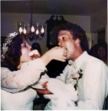 Mark & Mandy Eating Wedding Cake