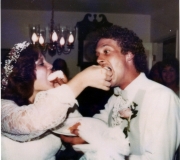 Mark & Mandy Eating Wedding Cake