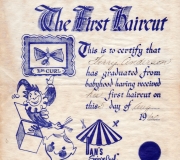 Terry's First Haircut Certificate - 1960