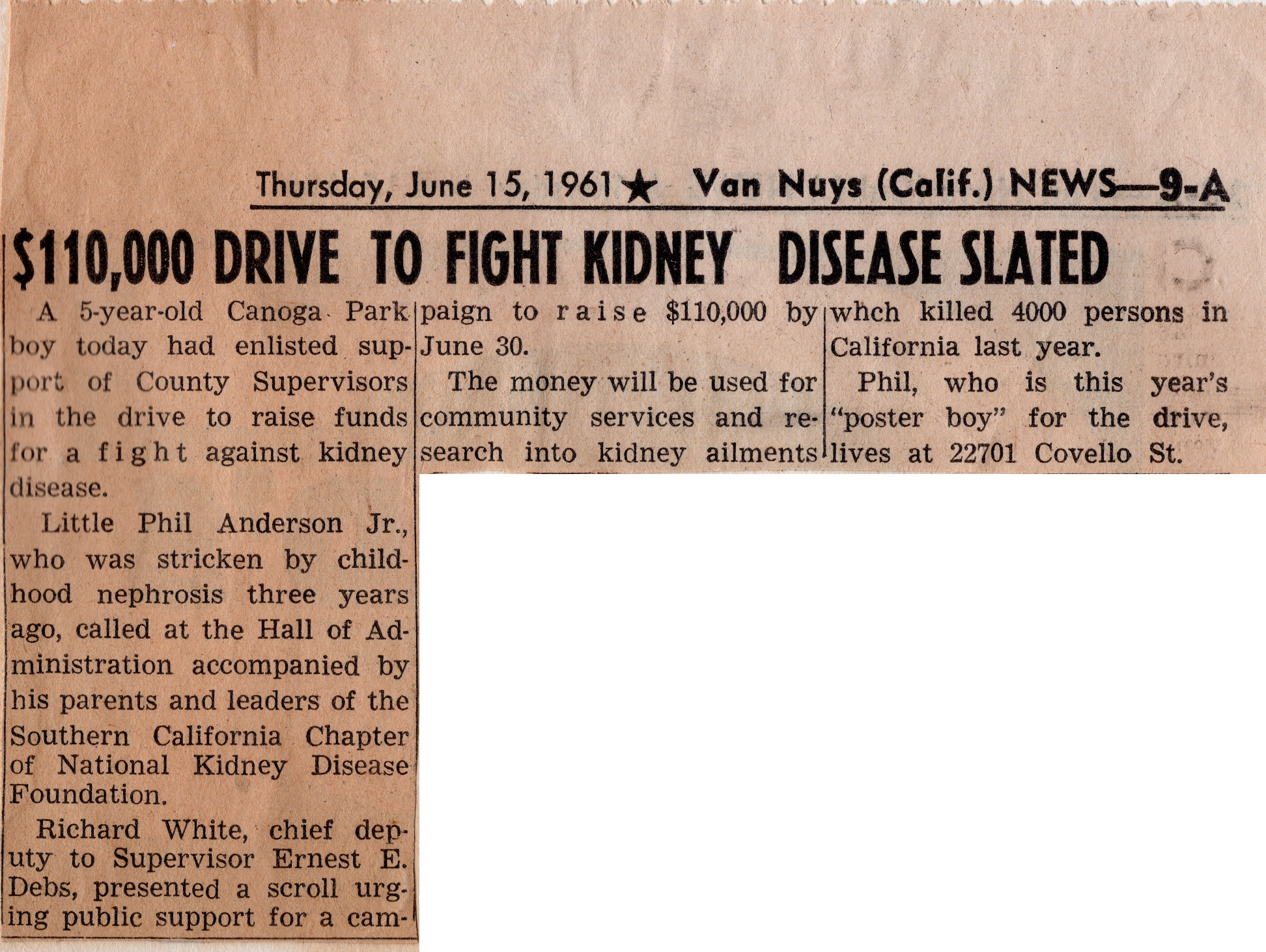 Buddy Kidney Support Drive - 1961