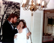 Terry & Gail Eating Wedding Cake