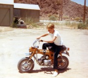 Terry-on-Mini-Bike-at-the-Lake-House-Rental-early-70s